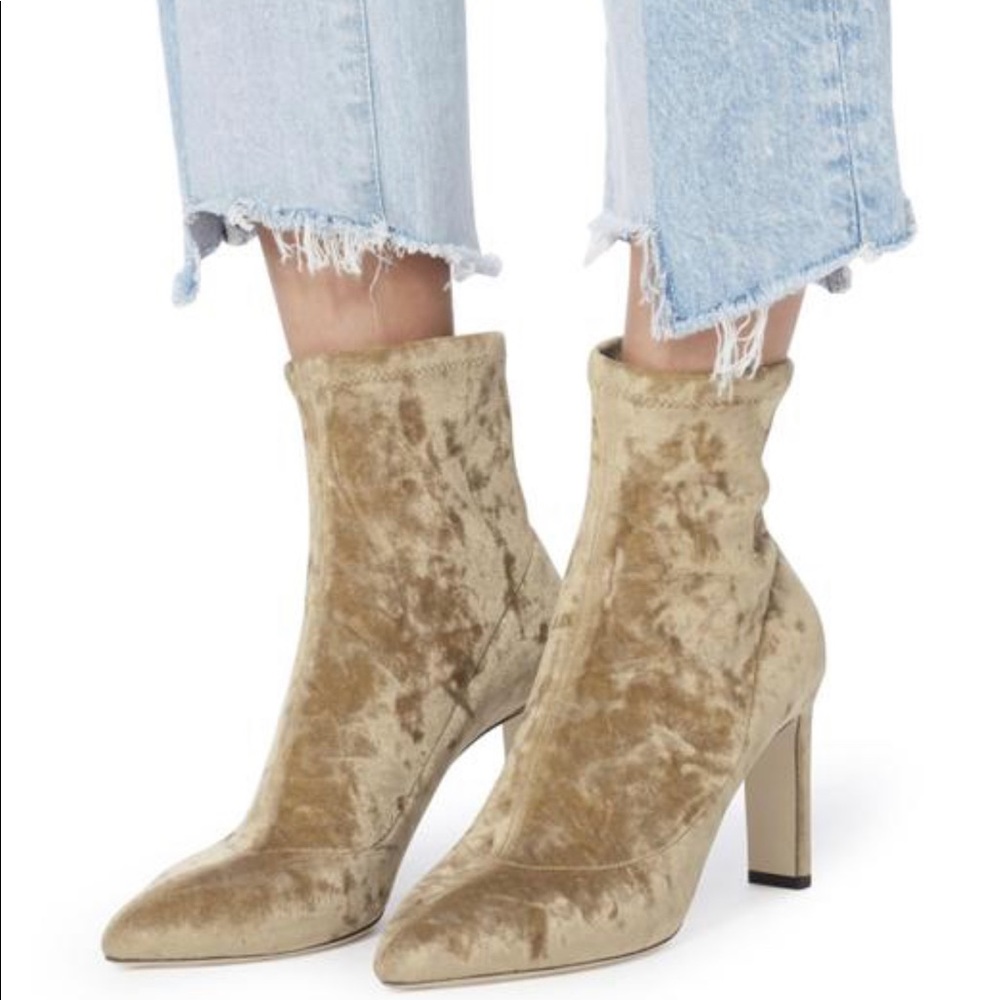 Authentic crushed blonde velvet Jimmy Choo booties